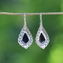 Boucles d'Oreilles Argent 925 & Coquillage Noir [0532]