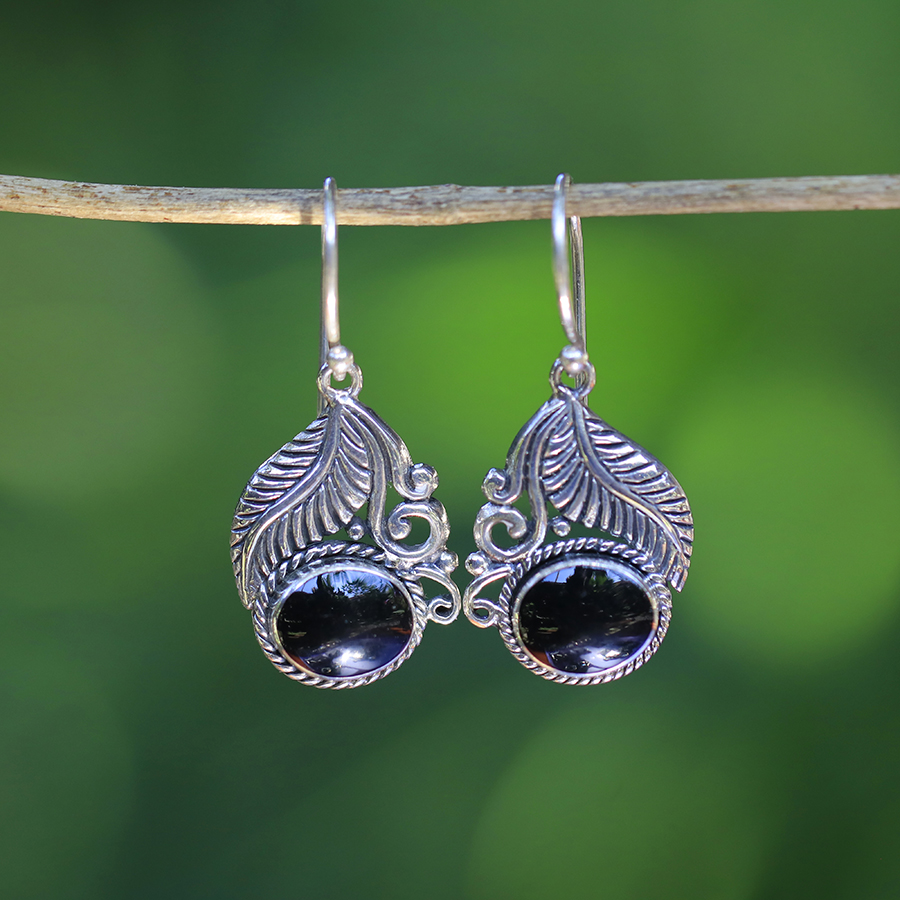 Boucles d'Oreilles Argent 925 & Coquillage Noir [0539]