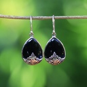 Boucles d'Oreilles Argent 925 & Coquillage Noir [0540]