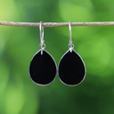 Boucles d'Oreilles Argent 925 & Coquillage Noir [0540]