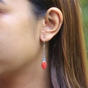 Boucles d'Oreilles Argent 925 & Corail Rouge [0542]