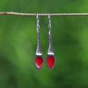 Boucles d'Oreilles Argent 925 & Corail Rouge [0542]