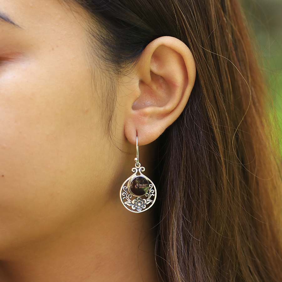 Boucles d'Oreilles Argent 925 & Corail Rouge [0544]