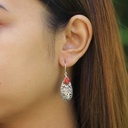 Boucles d'Oreilles Argent 925 & Corail Rouge [0549]