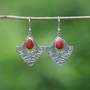 Boucles d'Oreilles Argent 925 & Corail Rouge [0553]
