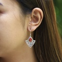 Boucles d'Oreilles Argent 925 & Corail Rouge [0553]