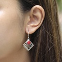 Boucles d'Oreilles Argent 925 & Corail Rouge [0556]