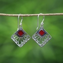 Boucles d'Oreilles Argent 925 & Corail Rouge [0556]