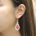 Boucles d'Oreilles Argent 925 & Corail Rouge [0557]