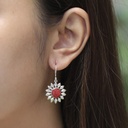 Boucles d'Oreilles Argent 925 & Corail Rouge [0558]