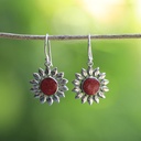 Boucles d'Oreilles Argent 925 & Corail Rouge [0558]
