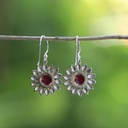 Boucles d'Oreilles Argent 925 & Corail Rouge [0558]