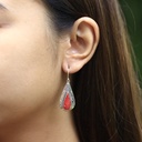 Boucles d'Oreilles Argent 925 & Corail Rouge [0559]
