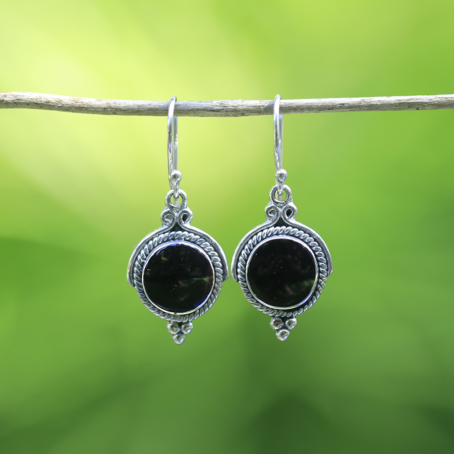 Boucles d'Oreilles Argent 925 & Coquillage Noir [0561]