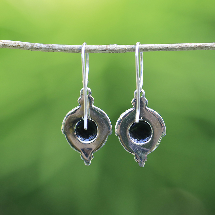 Boucles d'Oreilles Argent 925 & Coquillage Noir [0561]