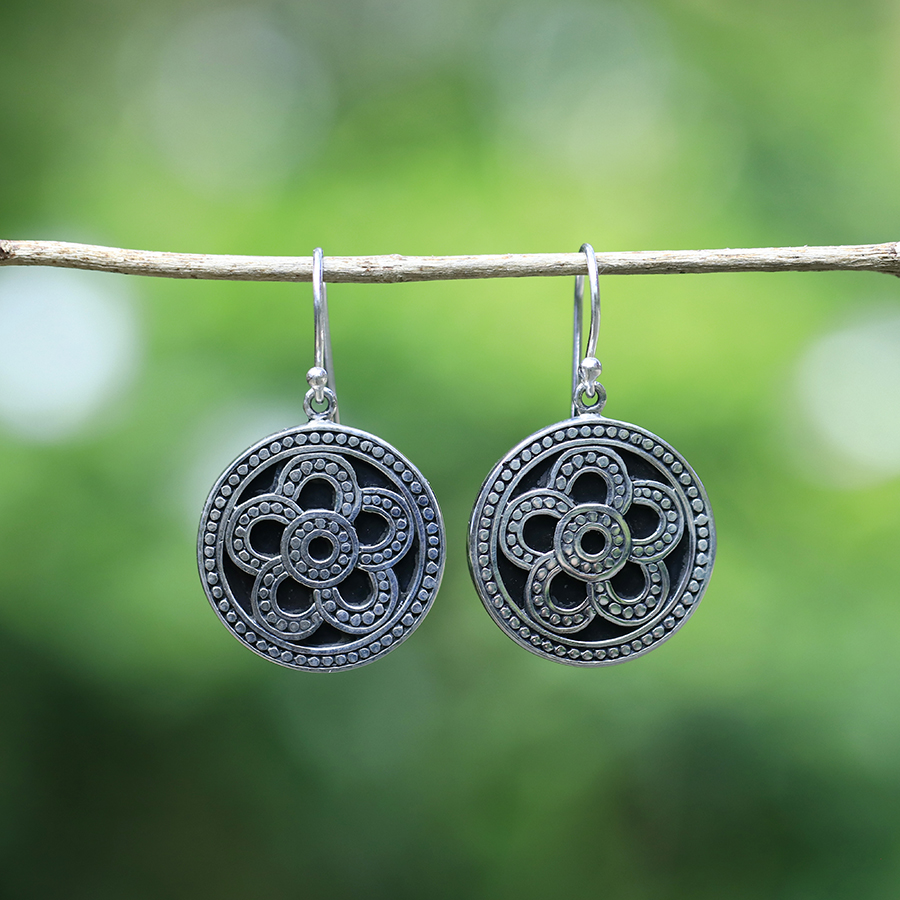 Boucles d'Oreilles Argent 925 & Coquillage Noir [0570]