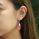 Boucles d'Oreilles Argent 925 & Corail Rouge [0572]
