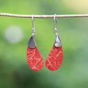 Boucles d'Oreilles Argent 925 & Corail Rouge [0572]