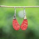 Boucles d'Oreilles Argent 925 & Corail Rouge [0572]