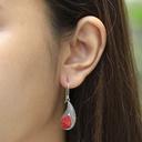 Boucles d'Oreilles Argent 925 & Corail Rouge [0574]