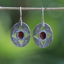 Boucles d'Oreilles Argent 925 & Corail Rouge [0575]