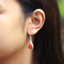 Boucles d'Oreilles Argent 925 & Corail Rouge [0577]