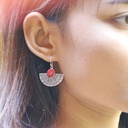 Boucles d'Oreilles Argent 925 & Corail Rouge [0590]
