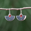 Boucles d'Oreilles Argent 925 & Corail Rouge [0590]