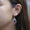 Boucles d'Oreilles Argent 925 & Corail Rouge [0647]