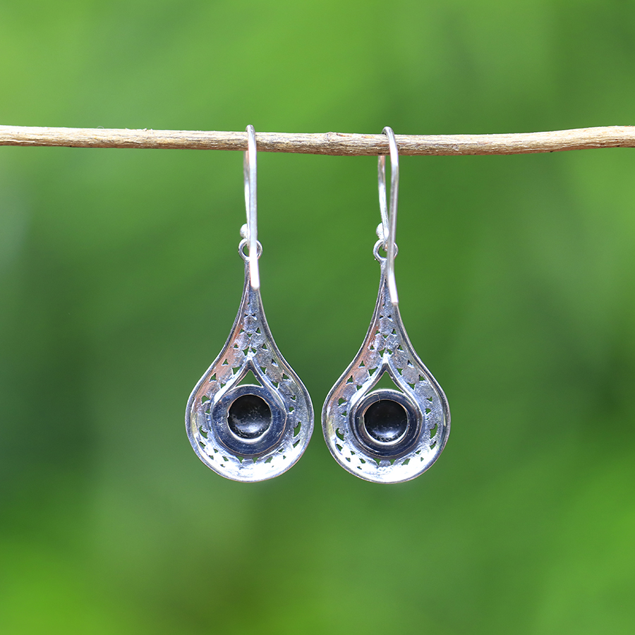 Boucles d'Oreilles Argent 925 & Coquillage Noir [0653]