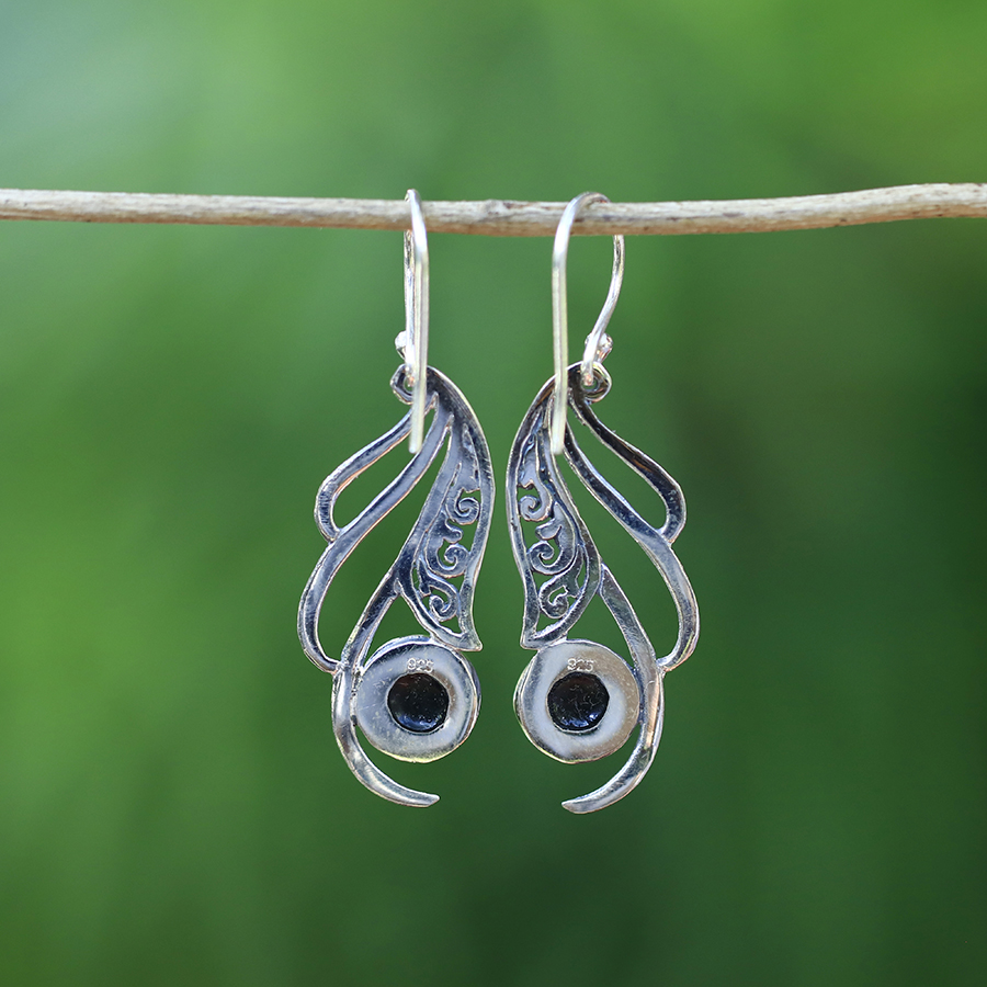 Boucles d'Oreilles Argent 925 & Coquillage Noir [0666]