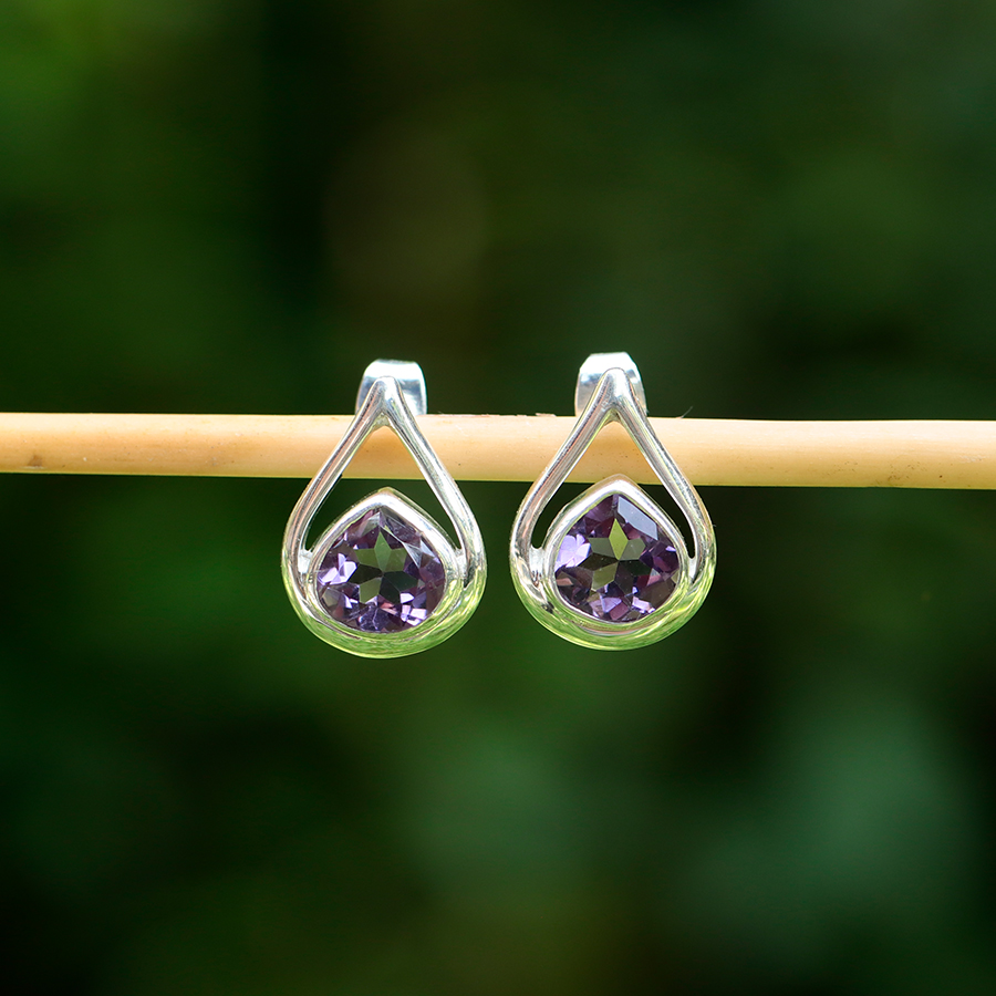 Boucles d'Oreilles Argent 925 & Améthyste [0704]