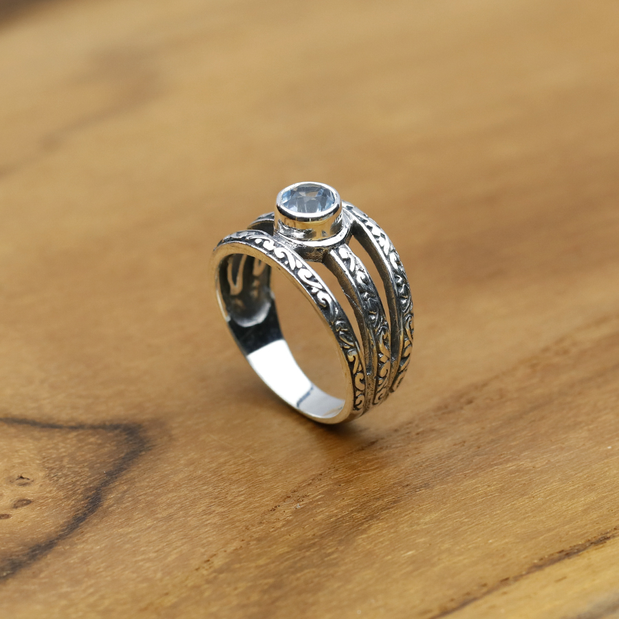 Bague Argent 925 & Topaze bleu [1146]