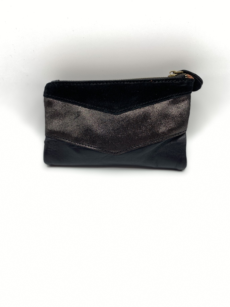 Portefeuille Cuir/daim Noir - Crazy Lou