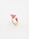 Bague Bougainvilliers Rose Plaquées Or & Porcelaine