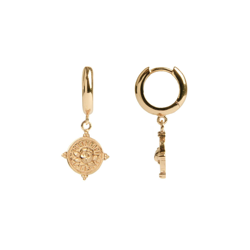 Boucles d'Oreilles Charm Earrings Rose Circle Gold 