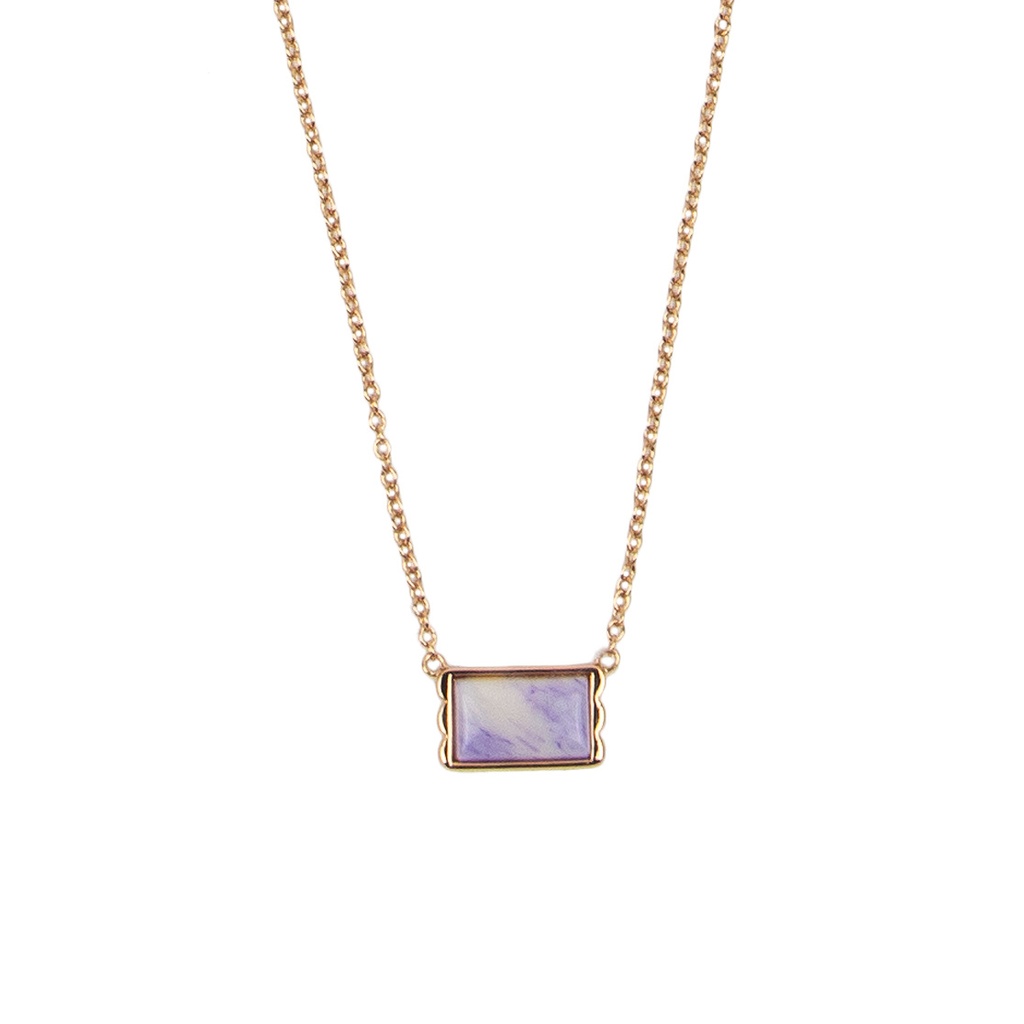 Amour Rectangle Marble lilac Gold [Collier]