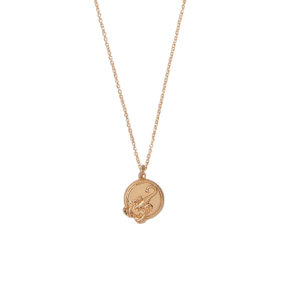 Collier Charm Necklace Scorpio Circle Gold 