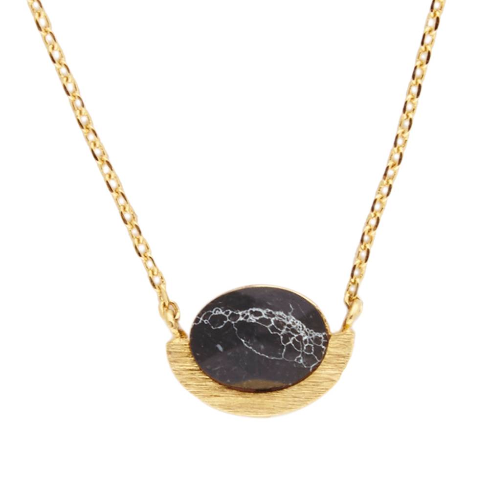 Collier Galaxy Necklace Moon A Black Howlite 
