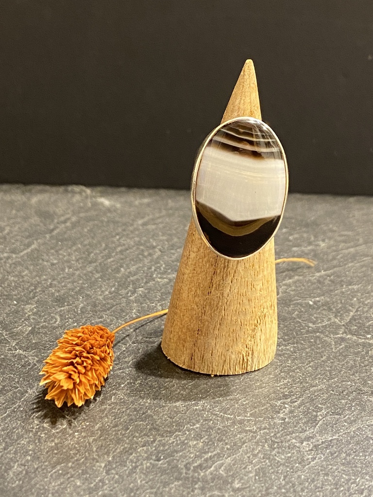 Bague Argent 925 & Agate Zébrée [0391]