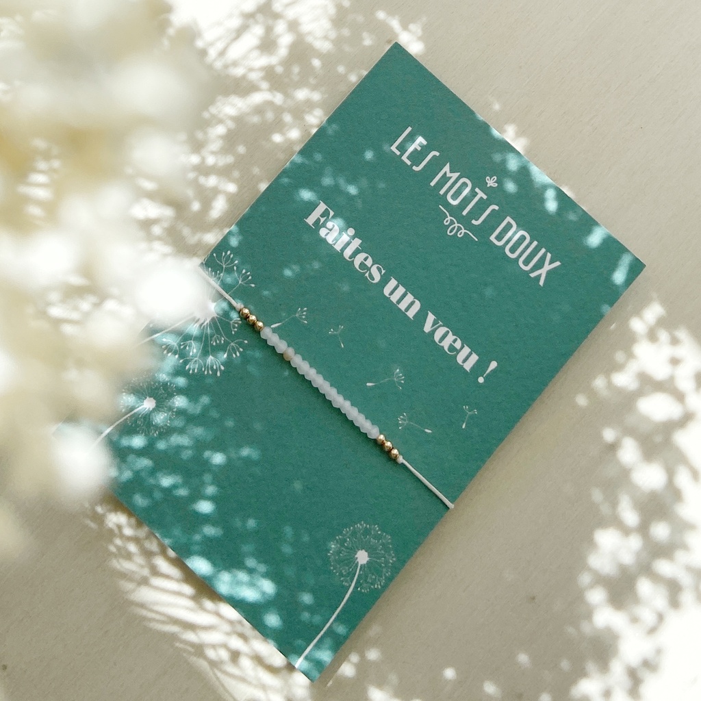 Bracelet Voeu Mini Cristal Blanc & Doré - Les Mots Doux