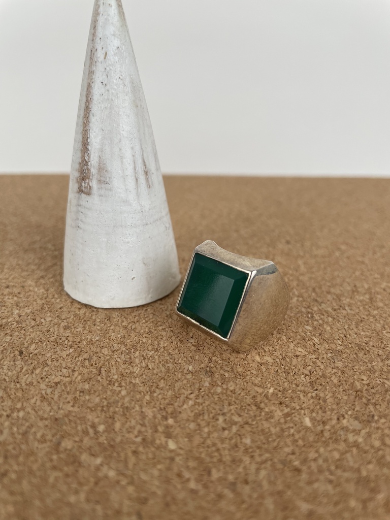 Bague Argent 925 & Onyx Teintée [0945]