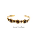 Bracelet Jasmine Cabochon Laiton Plaqué Or & Grenat, Améthyste
