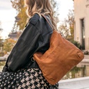 Sac En Bandoulière Olivia Cuir Vachette Cognac - Léa Toni