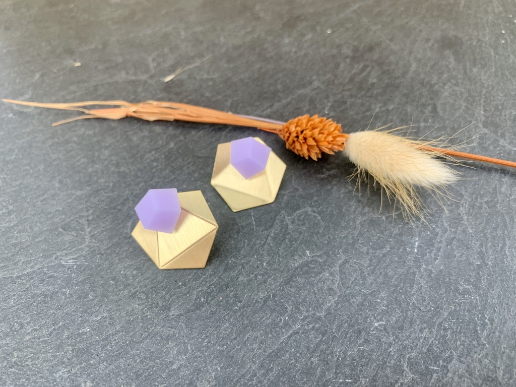 [Beira-G3060-LV] Boucles d'Oreilles en Verre Lila - Beira