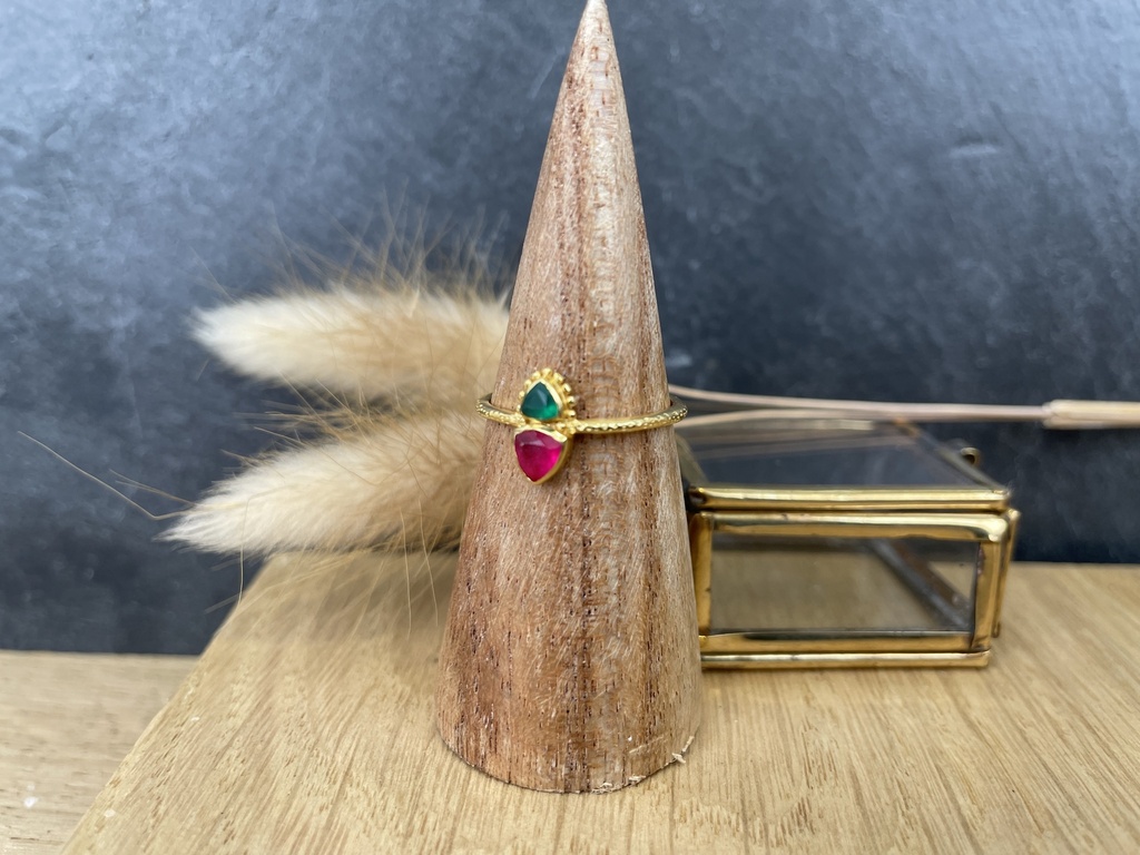 Bague Arista Argent Plaqué Or & Agate Verte - Muja Juma