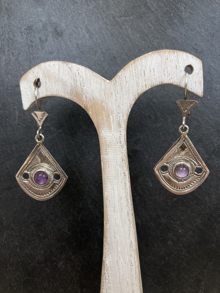 Boucles d'oreilles Touareg Argent 925 & Améthyste [0745]
