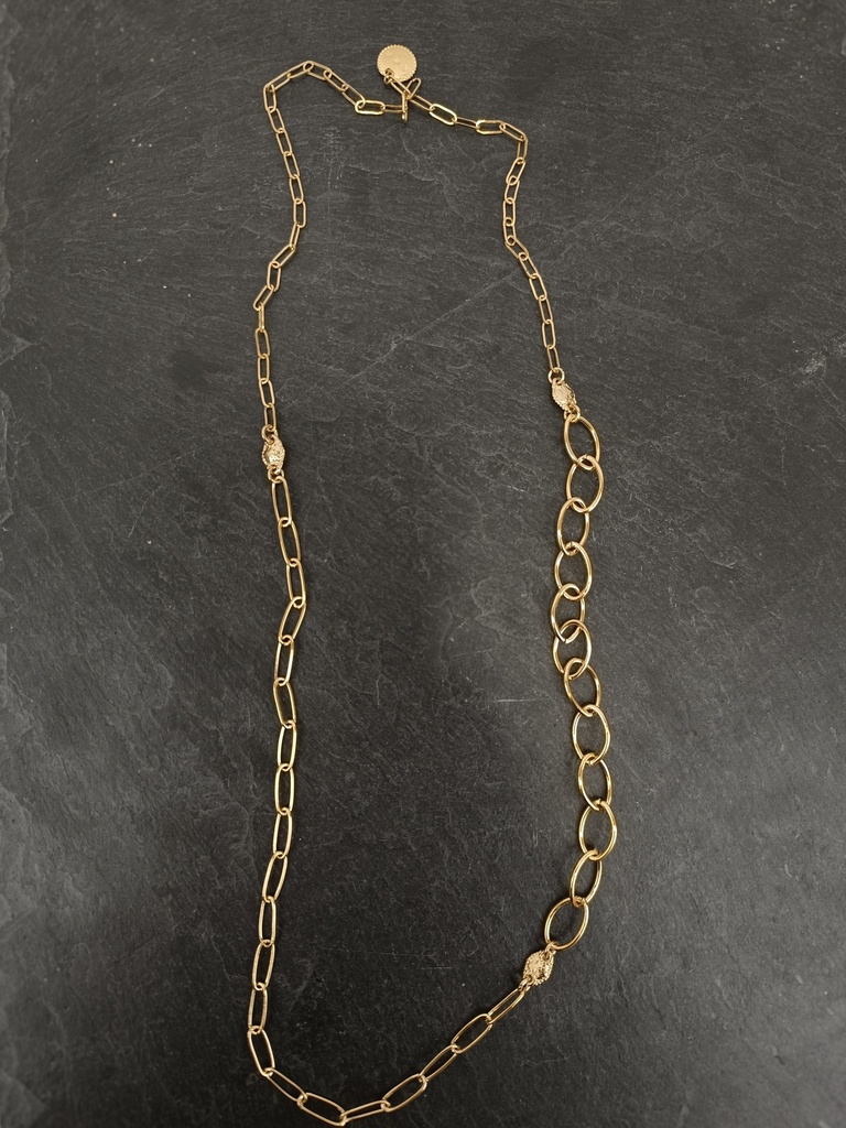 Collier doré maille mixées - Shabada