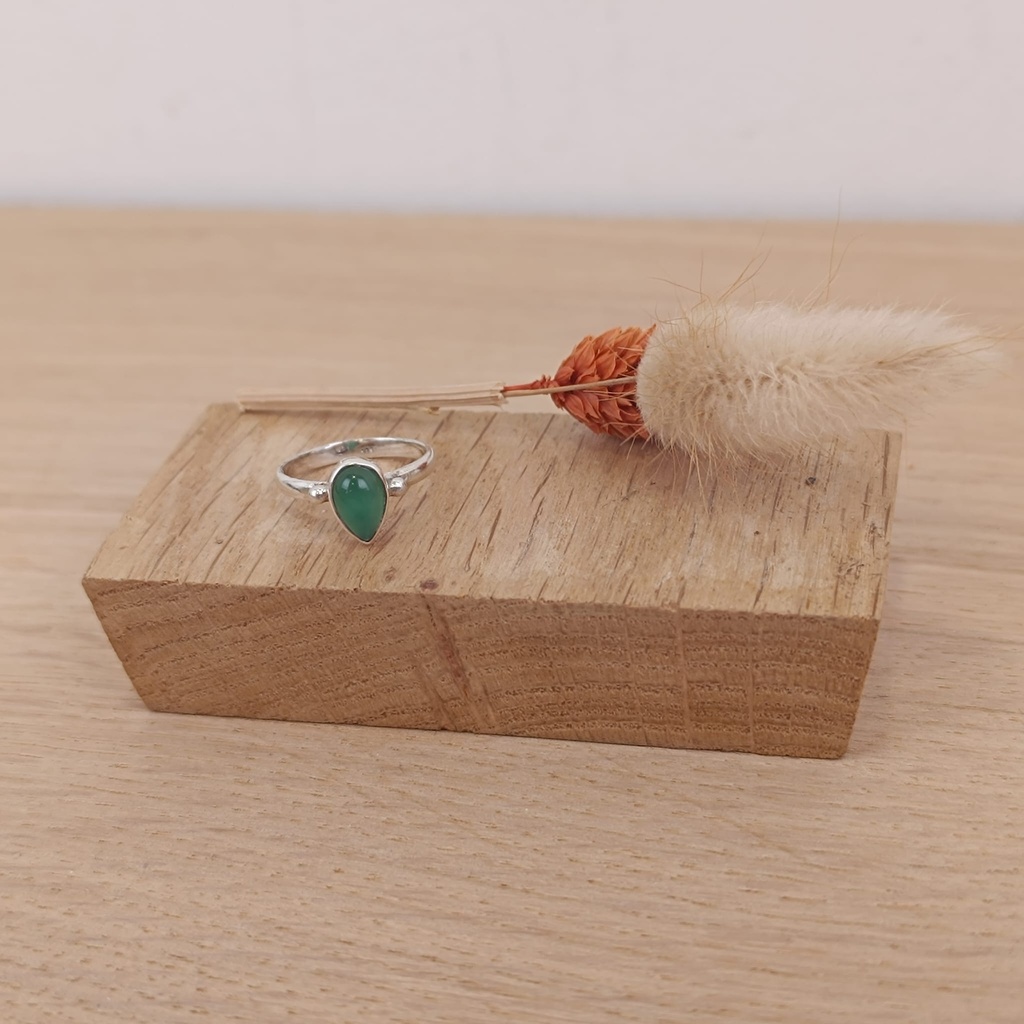 Bague Argent 925 & Agate verte [1475]