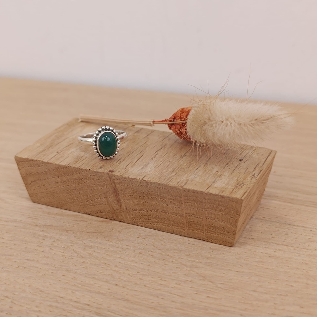 Bague Argent 925 & Agate verte [1479]